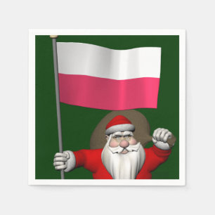 Santa Claus With Flag Of Poland Napkin