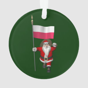 Santa Claus With Flag Of Poland Ornament