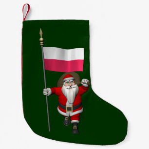 Santa Claus With Flag Of Poland Small Christmas Stocking