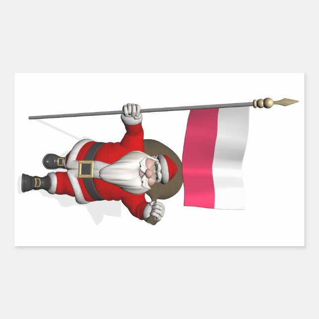 Santa Claus With Flag Of Poland Sticker (Front)