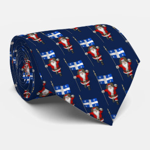 Santa Claus With Flag Of Québec Tie