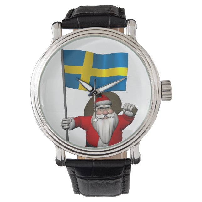 Santa Claus With Flag Of Sweden Watch (Front)
