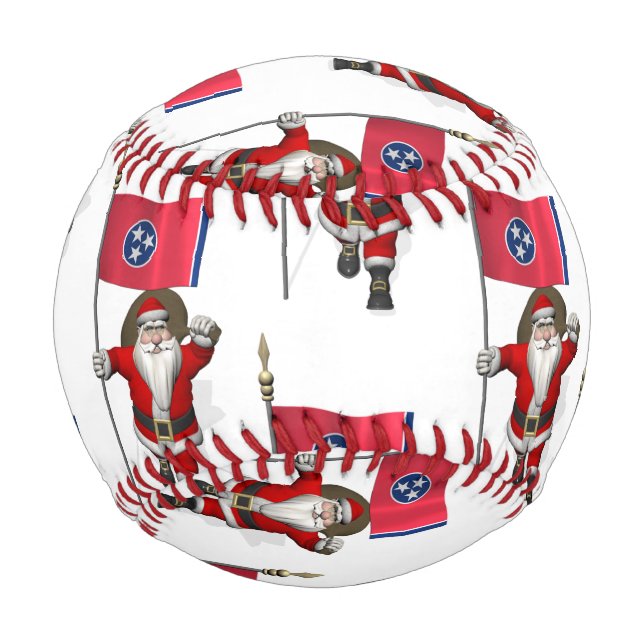 Santa Claus With Flag Of Tennessee Baseball (Back)