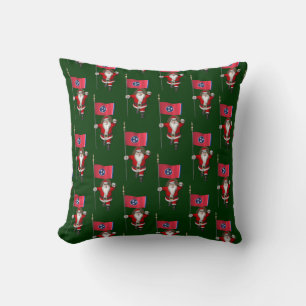Santa Claus With Flag Of Tennessee Throw Pillow