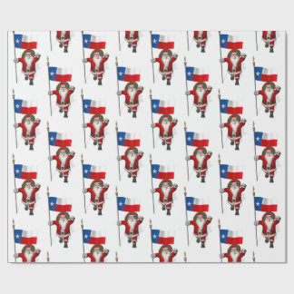 Santa Claus With Flag Of Texas Wrapping Paper