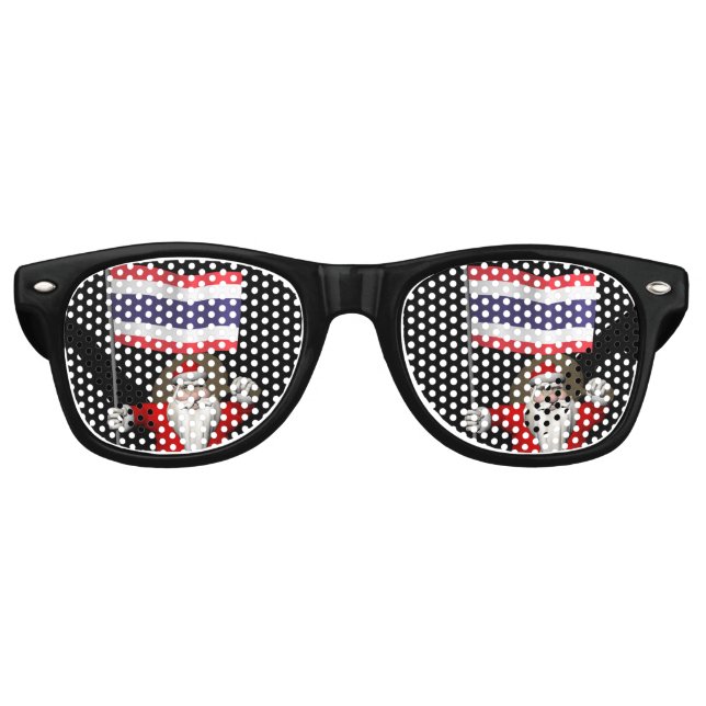 Santa Claus With Flag Of Thailand Retro Sunglasses (Front)