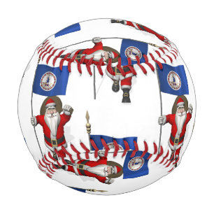 Santa Claus With Flag Of Virginia Baseball