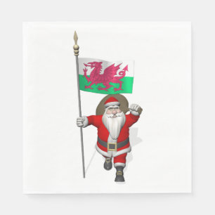 Santa Claus With Flag Of Wales Napkin