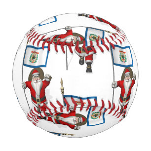 Santa Claus With Flag Of West Virginia Baseball