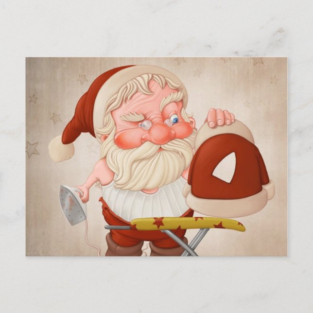 Santa Claus with flatiron Holiday Postcard (Front)