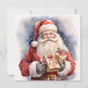 Santa Claus with Gifts and Cheer Holiday Card