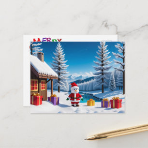 Santa Claus with gifts Holiday Postcard