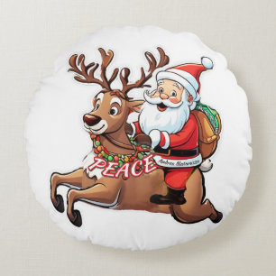 Santa Claus with Gifts of Peace Round Pillow