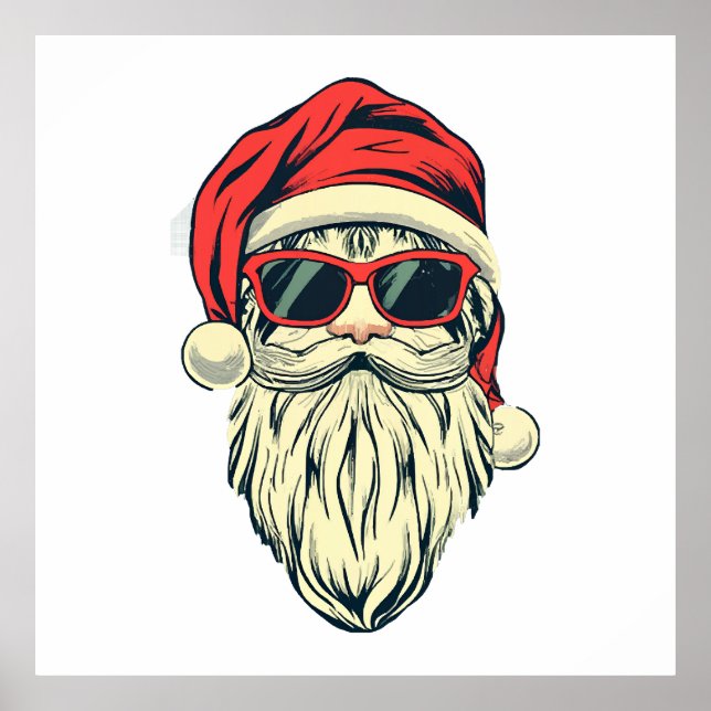 santa claus with glasses poster (Front)
