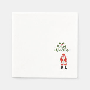 Santa Claus with golf ball Merry Christmas golfer  Napkin