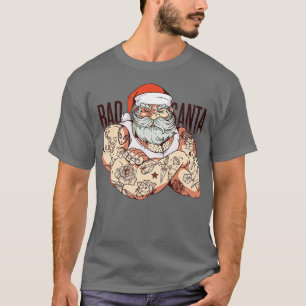 Santa Claus with Hat Beard  attoo Bad Santa Christ T-Shirt