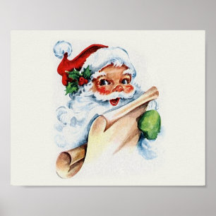 Santa Claus with his Christmas list scroll Poster