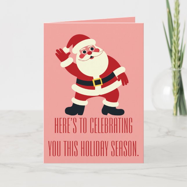 Santa Claus With His Hands On His Hips Being Jolly Card (Front)