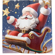 Santa Claus with his sleigh flying among the stars