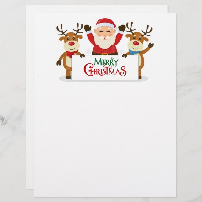 Santa Claus with is reindeer letterhead (Front/Back)