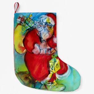 SANTA CLAUS WITH LANTERN IN THE CHRISTMAS NIGHT SMALL CHRISTMAS STOCKING