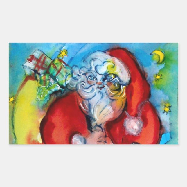 SANTA CLAUS  WITH LANTERN IN THE CHRISTMAS NIGHT STICKER (Front)