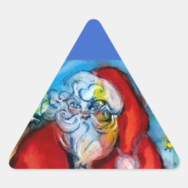 SANTA CLAUS  WITH LANTERN IN THE CHRISTMAS NIGHT TRIANGLE STICKER (Front)