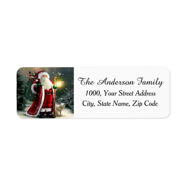Santa Claus With Lantern Return Address Label (Front)