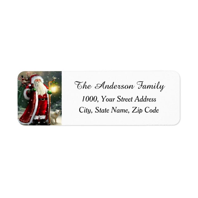 Santa Claus With Lantern  Return Address Label (Front)