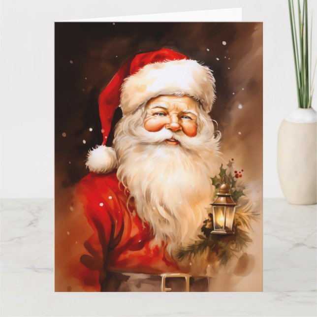 Santa claus with latern card (Front)