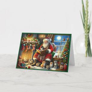 Santa Claus with little kittens Holiday Card