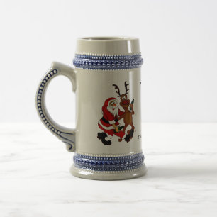 Santa Claus with moose - frohes Fest Beer Stein