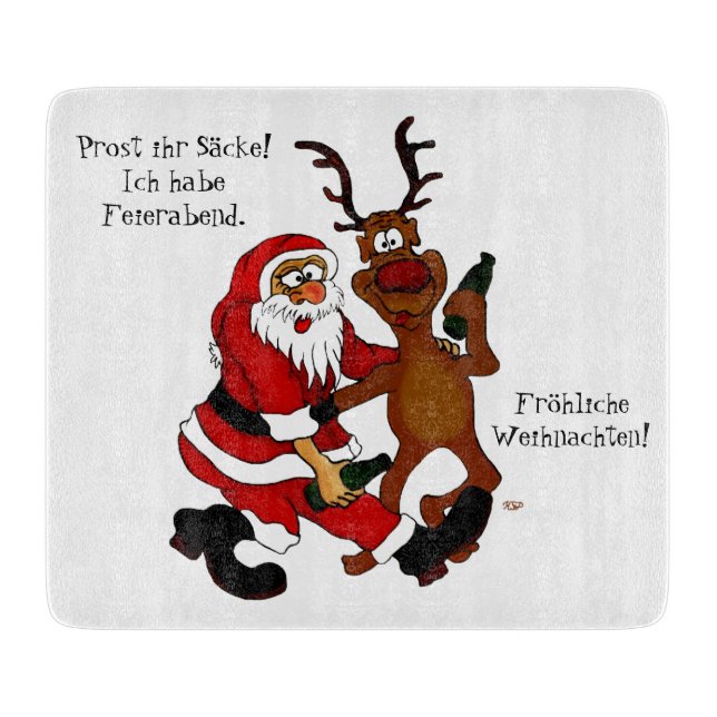 Santa Claus with moose - frohes Fest Cutting Board (Front)