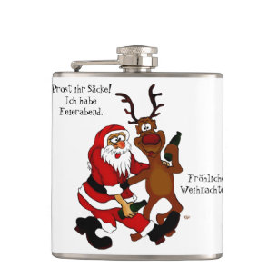 Santa Claus with moose - frohes Fest Hip Flask