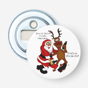Santa Claus with moose - Happy Christmas Bottle Opener