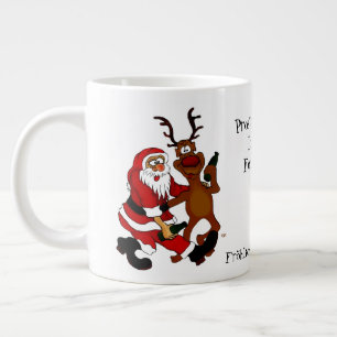 Santa Claus with moose - Happy Christmas Large Coffee Mug