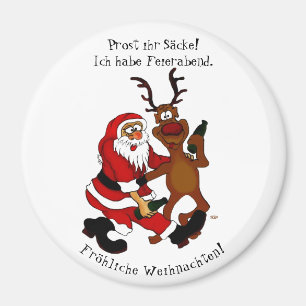 Santa Claus with moose - Happy Christmas Magnet