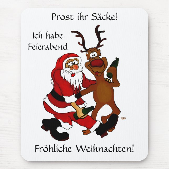 Santa Claus with moose Mouse Pad (Front)