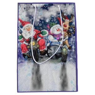 Santa Claus with Motorcycle Gift Bag