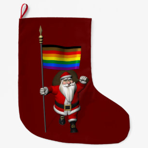 Santa Claus With Philadelphia Pride Flag Large Christmas Stocking