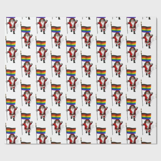 Santa Claus With Philadelphia Pride Flag Wrapping Paper (Flat)