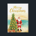 Santa Claus with Pineapple Christmas tree<br><div class="desc">Santa Claus with Pineapple Christmas tree button</div>