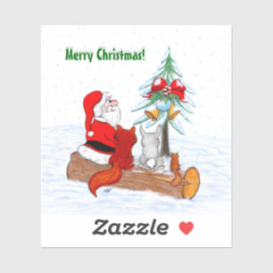 Santa Claus with Rabbit Fox and Squirrel