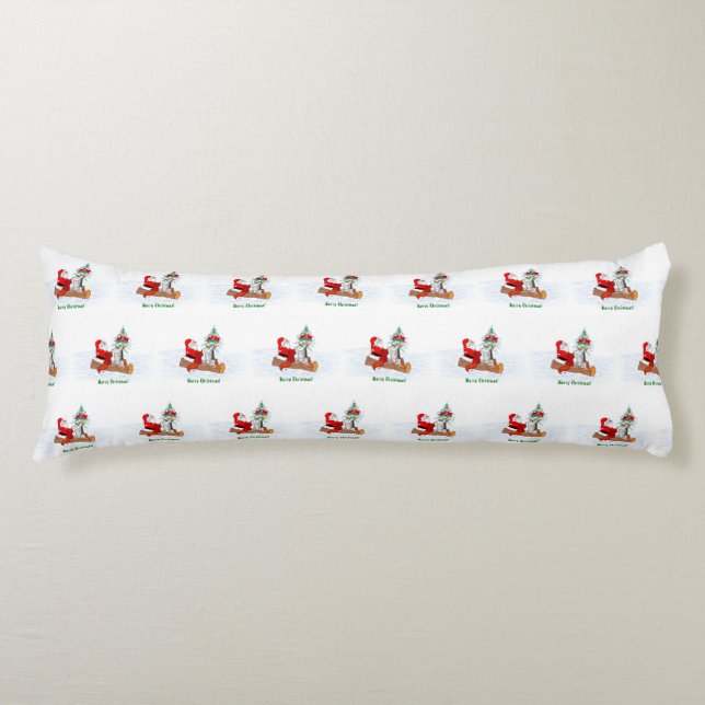 Santa Claus with Rabbit Fox and Squirrel Body Pillow (Front)