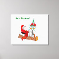 Santa Claus with Rabbit Fox and Squirrel