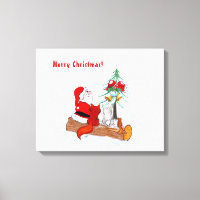 Santa Claus with Rabbit Fox and Squirrel