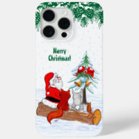 Santa Claus with Rabbit Fox and Squirrel