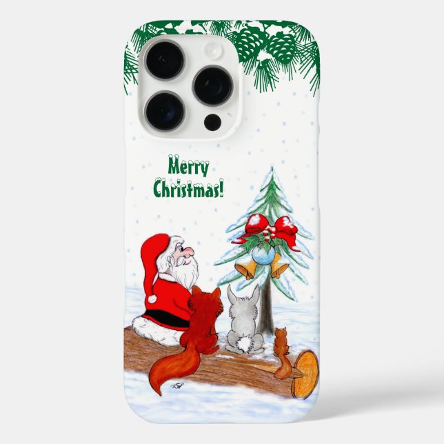 Santa Claus with Rabbit Fox and Squirrel Case-Mate iPhone Case (Back)