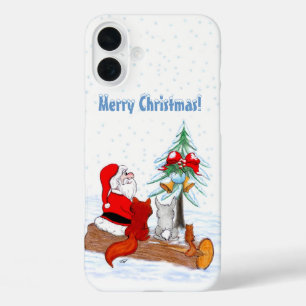 Santa Claus with Rabbit Fox and Squirrel iPhone 16 Plus Case