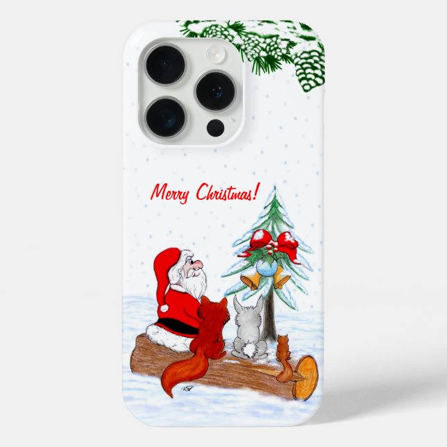 Santa Claus with Rabbit Fox and Squirrel Case-Mate iPhone Case (Back)